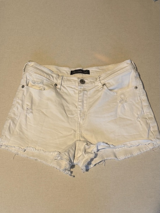 Abercrombie & Fitch Pants - Abercrombie & Fitch White Distressed Denim Shorts